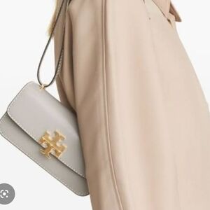 Tory Burch Eleanor Spazzolato Small Convertible Bag- Bay Gray